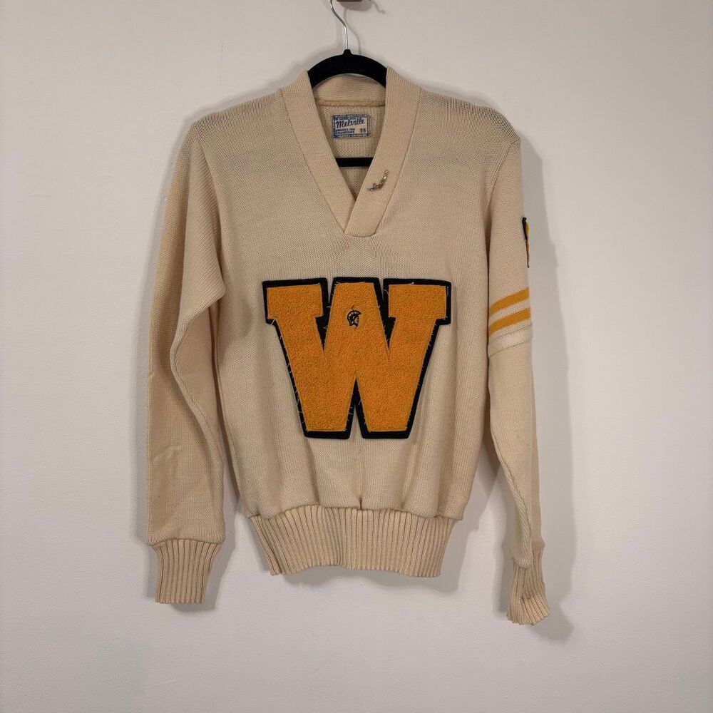Vintage Melville Varsity Letterman W Emblem Sweater
